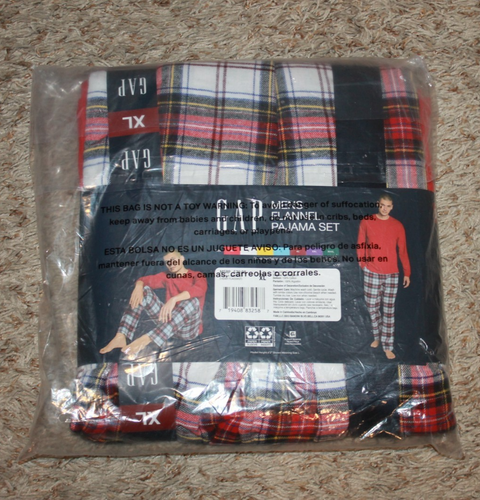 Gap Men's Flannel Pajama 2 Pc. Set Size XL Cherry Plaid NEW - Picture 3 of 3