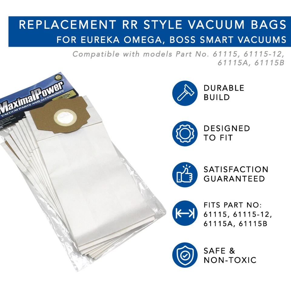 MaximalPower Vacuum Bags for Eureka Omega, Boss Smart, 61115, 61115-12, AB (9PK) - Image 2 of 4