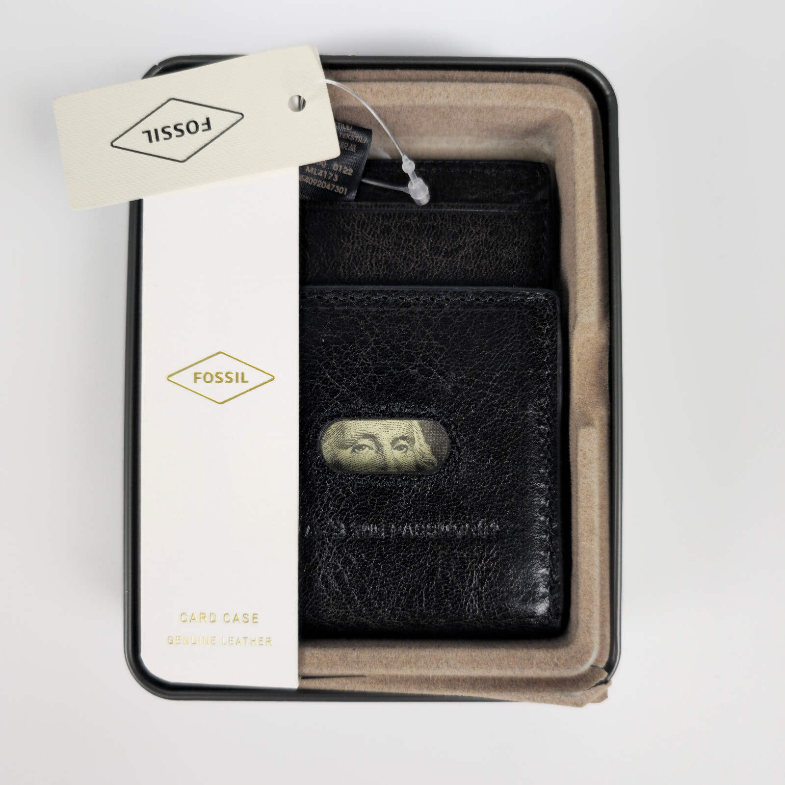 Fossil Andrew Black Magnetic Card Case ML4173001 RFID Protection