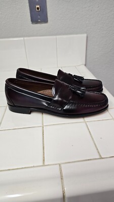 Allen Edmonds Stowe Burgundy Leather Tassel Loafers 10B | eBay display picture 1