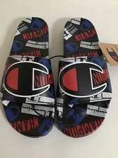 Champion IPO C Logo Slides Lightweight Black/Multi Men’s Size 11 NWT