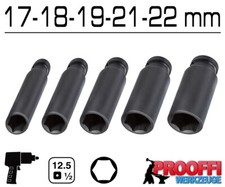 5x KRAFT Power Schlagschrauber Nuss 1/2" Stecknuss 17 18 19 21 22 mm 6-Kant Lang