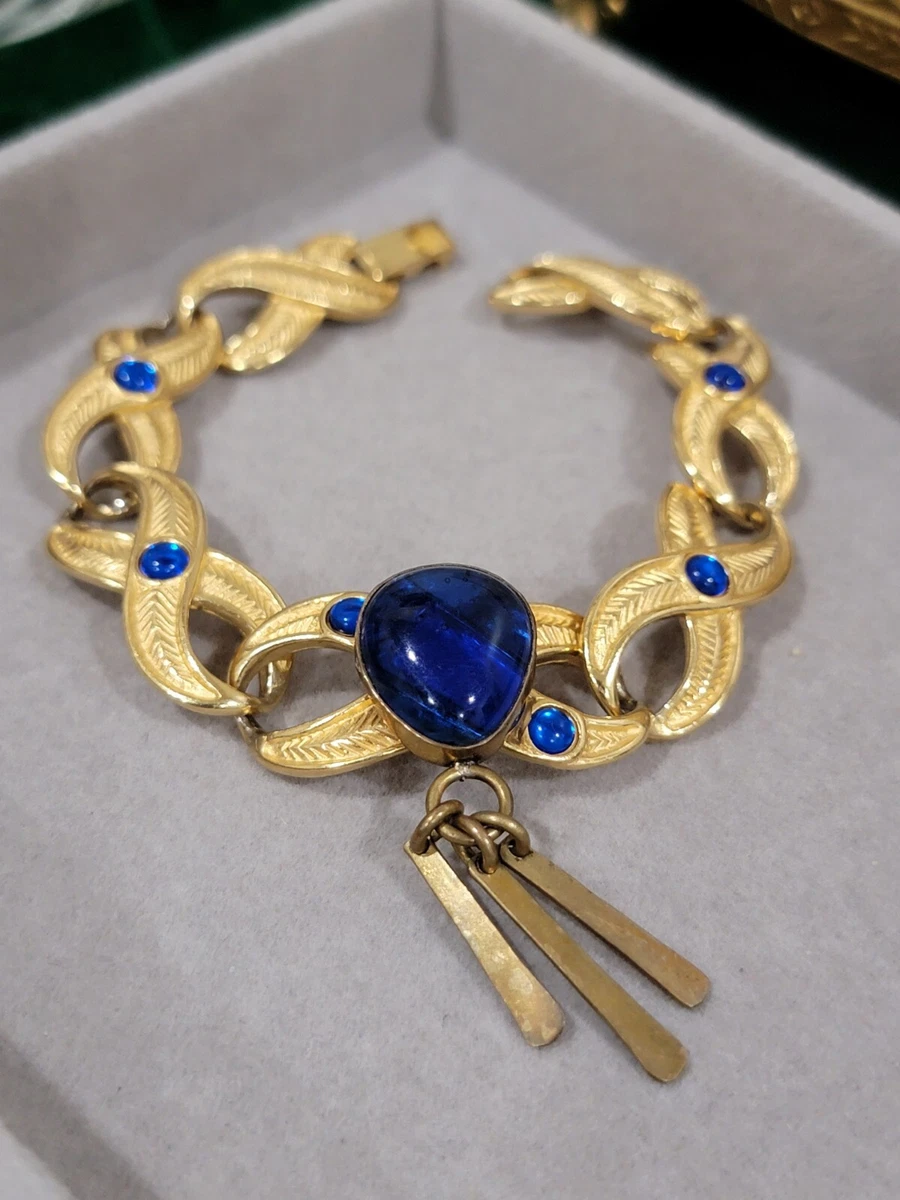 Vintage 80s Trifari TM Colbolt Lucite Gold Tone Bracelet Rare eBay