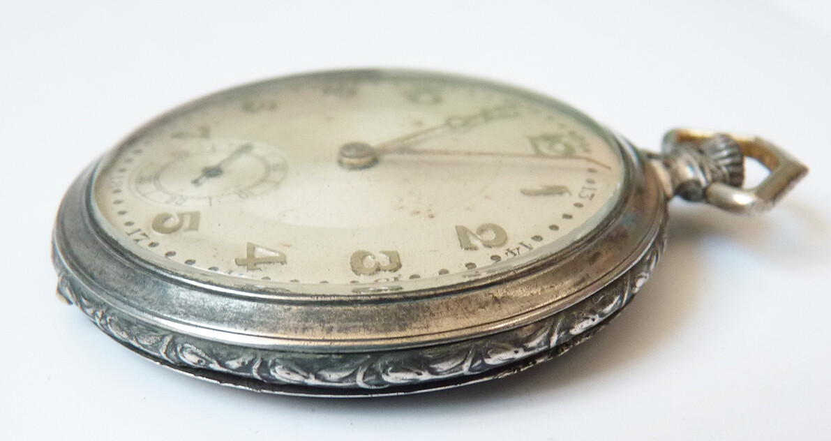 Solid Silver Pocket Watch Circa 1910 Silver Watch - image 2