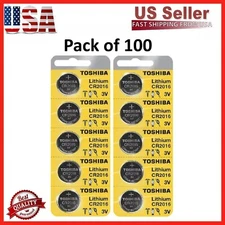 100 x New Original Toshiba CR2016 CR 2016 3V LITHIUM COIN BATTERY BR2016 DL2016