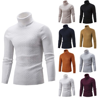 Herren Rollkragen Thermohemd Strickpullover Sweater Wintershirt Pulli Hemd Bluse