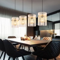Esszimmerleuchte Pendelleuchte HäNgelampe 4 Flammig Gold GlasstäBe Led H 140 Cm