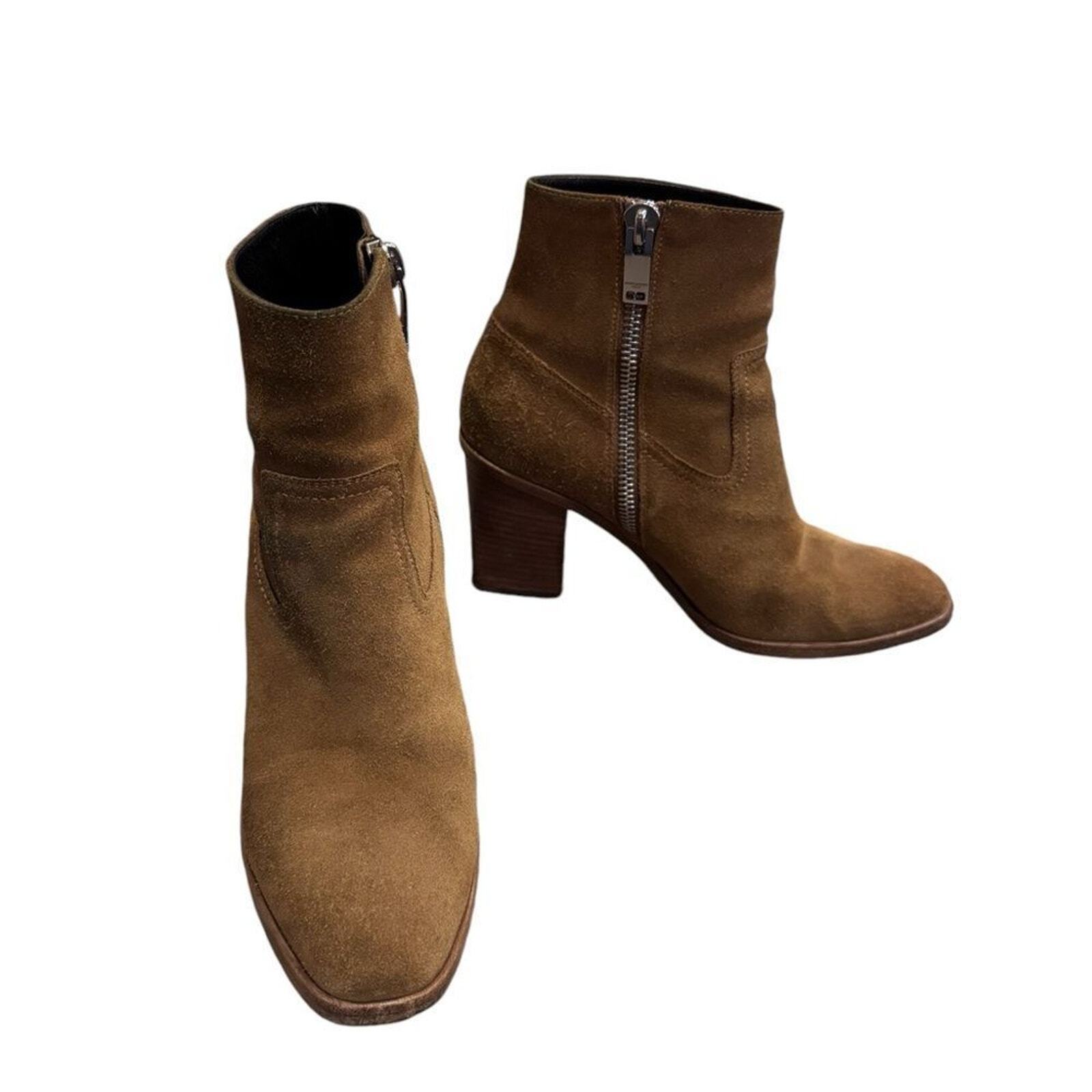 Scarpe stivaletti Saint Laurent marrone chiaro scamosciati tacco 39