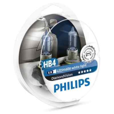 HB4 9006 PHILIPS Diamond Vision 5000K Ultimate White Light Bulbs Headlamp