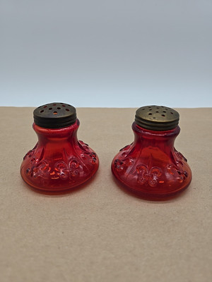 EAPG Ruby Red Pigeon Blood Salt & Pepper Shakers