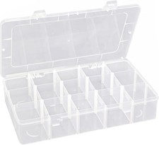 Hlotmeky Clear Plastic Organizer Box with Removable Dividers Craft Tackle Storag