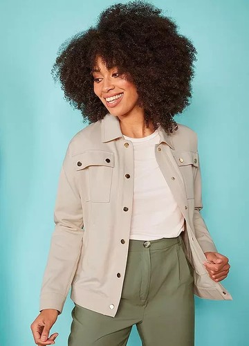 Love Mark Heyes Jacke mit Taschen in Beige Übergröße UK 22 (FJ76-1)