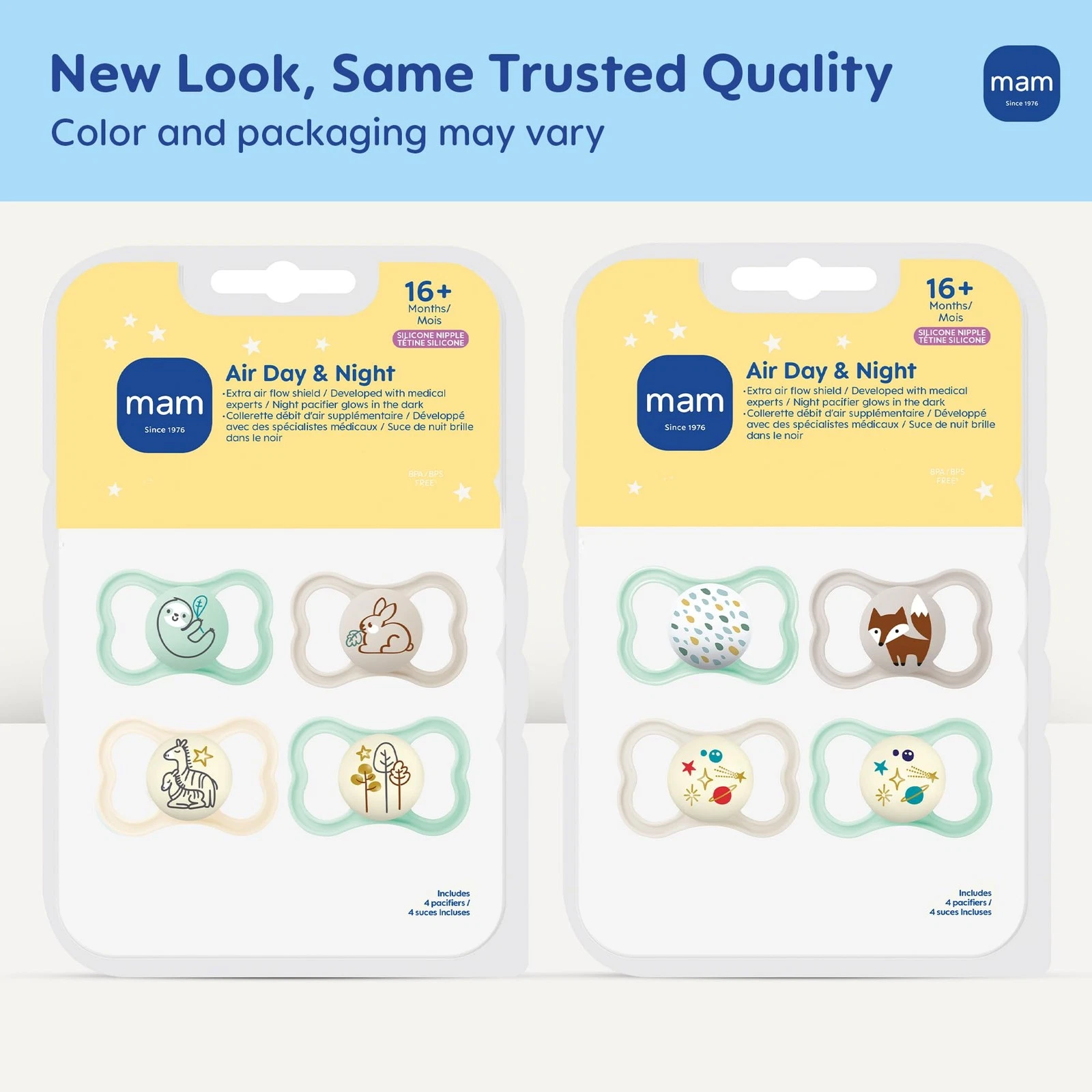 MAM Air Pacifier for Babies 16+ Months, Extra Air Flow for Sensitive Skin, Glows