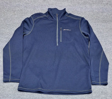 Eddie Bauer Sweater Men's Size TL Blue Long Sleeve 1/4 Zip Mock Neck Pullover