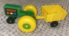 Vintage Fisher Price Little People Farm Green Tractor With Green Trailer Wagon