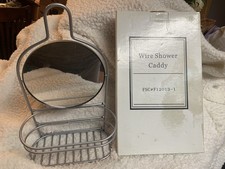 Avon Wire Shower Caddy w/5"dia. Attached Mirror / Silver Metal 12"t x 7 1/4"w