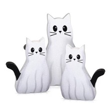 Durable 3-Pc Halloween Ghost Cat Figures Centerpiece Home Decor NEW