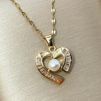 Herz Halskette AnhäNger Gold Plattiert Damen Kette Frauen Schmuck Edelstahl