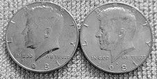 2- 1981 Kennedy half dollar coins 1P &1D