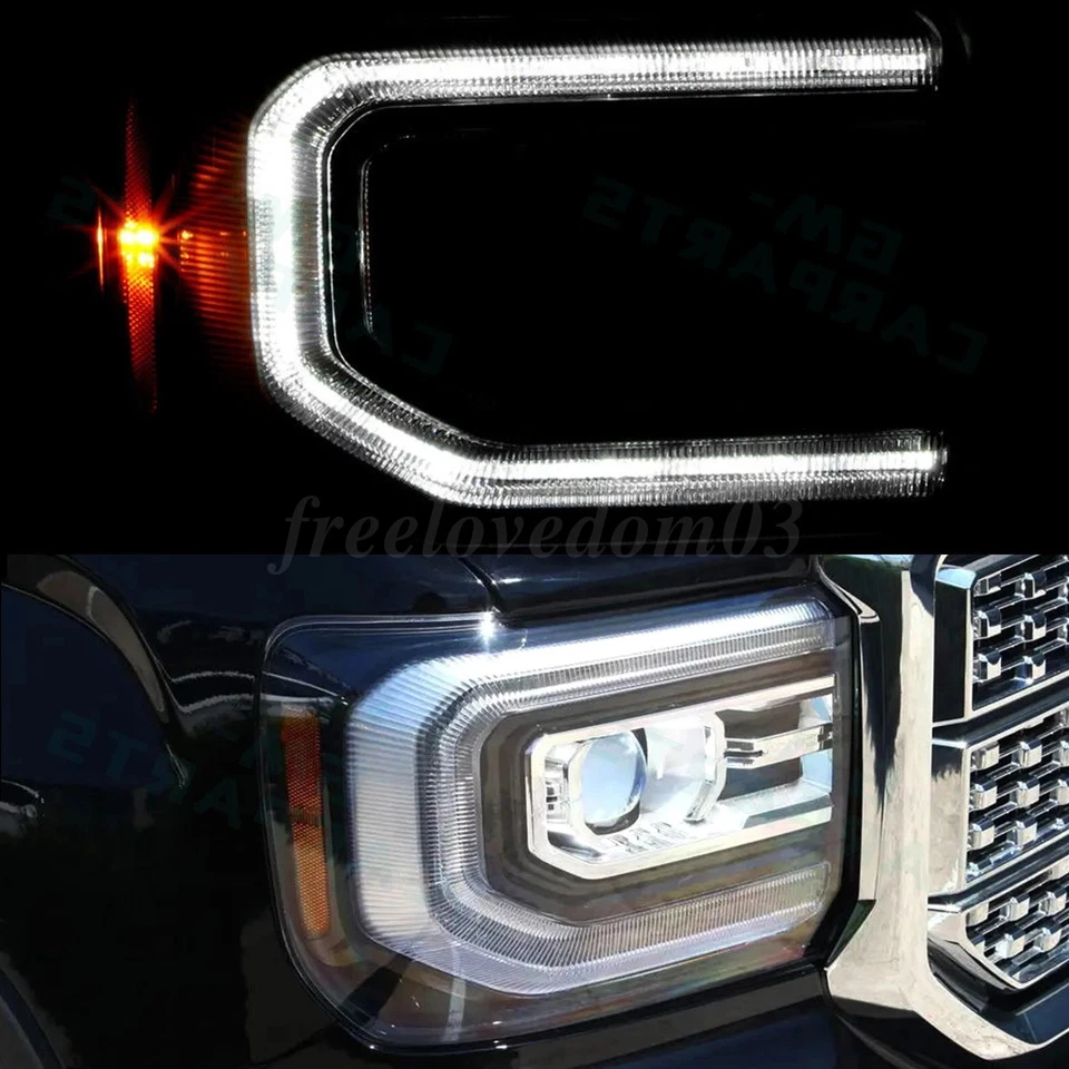 For 2016-2018 GMC Sierra 1500 HID/Xenon w/ LED DRL Projector Pair Headlights Foto 4 de 4