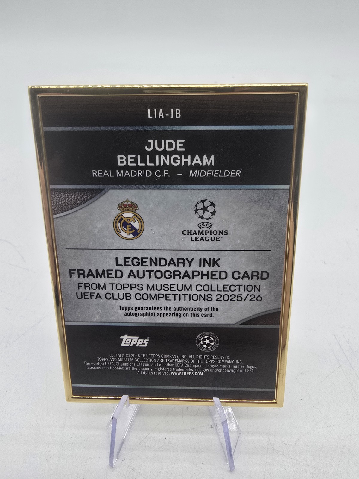 2025-26 Topps Museum  Jude Bellingham 🔥 ON CARD Autograph GOLD FRAMED 12/25 view 4