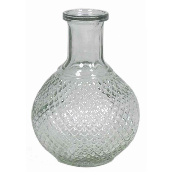 Inna-Glas Glasvase Donka, Feine Rautenmuster, Kugel - Rund, Klar, 15Cm, Ø 4,5Cm-image