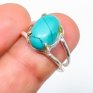 Turquoise Gemstone 925 Silver Plated Ring s.8 TR7508-474