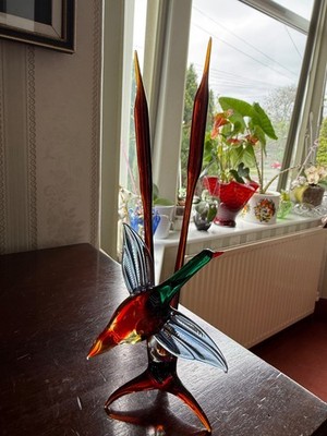 murano vintage lampwork Ente fliegt durch Schilf Ornament Sammlerstücke