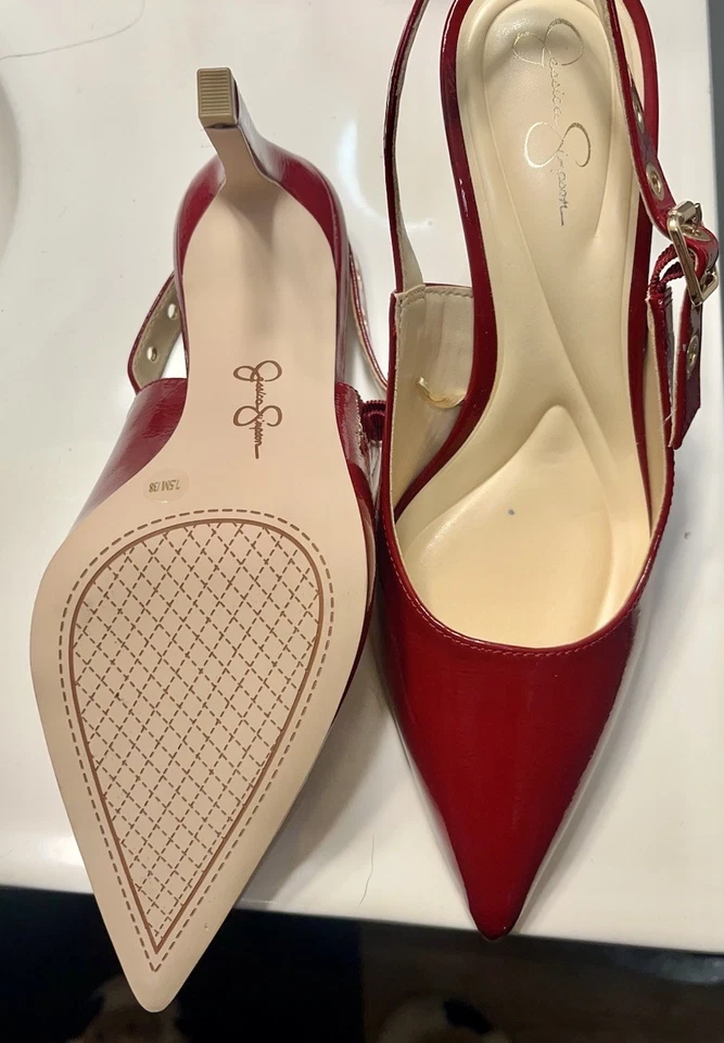 Zapatos de tacón alto Jessica Simpson para mujer de charol rojo talla 8,5 nuevos Foto 2 de 4