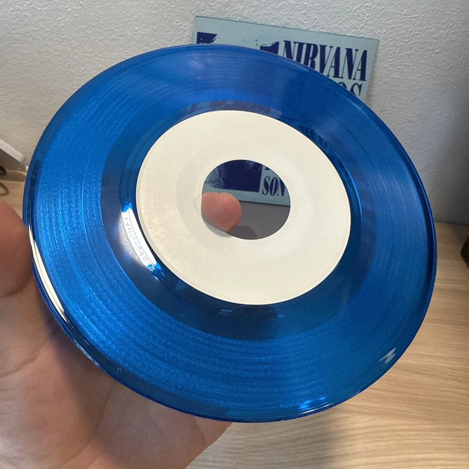 NIRVANA 'Demos' 7" EP 1992 Blue Vinyl - In Bloom White Center Rare Foto 4 de 4