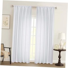 Curtains 84 Inches Long 2 Panels Set, Faux Linen 50"W x 84"L Pack of 2 White
