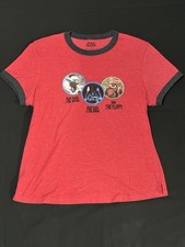 Star Wars The Good The Bad The Fluffy Yoda Vader Ewok Red Ringer TShirt Jr XL
