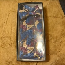 Vintage  pleated Cummerbund and Bow Tie Adjustable Blue purple & grey set in box