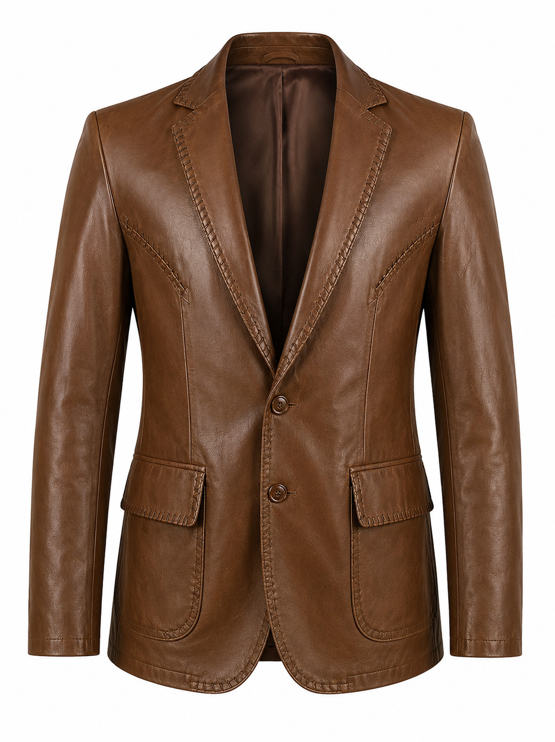 Nuevo Abrigo Blazer de Cuero de Piel de Cordero Suave Genuino Para Hombre Chaqueta de Cuero