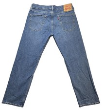 Levis 505 Jeans Mens 36x30 36x29 Medium Wash Blue Regular Fit Straight Denim