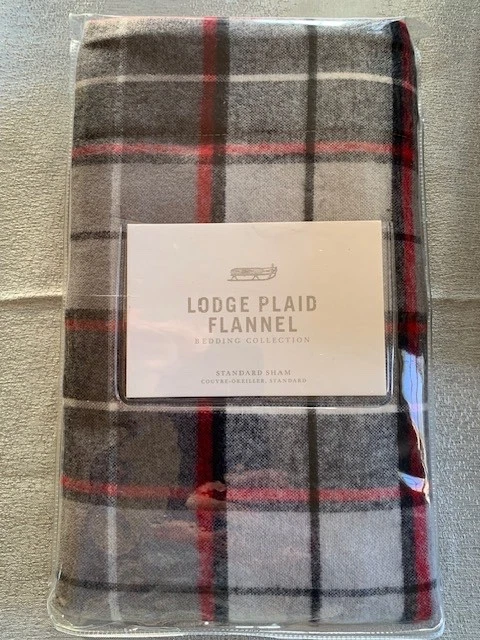 Restoration Hardware Lodge Plaid Flannel Gray Red Twin Duvet Cover New FREE Gift - Image 3 of 4