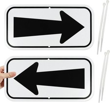 2 Pack Reflective Arrow Signs, 12" x 6" Black Sturdy Small Signage,