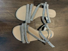 Top Moda Silver Rhinestone Sandals Women 7.5