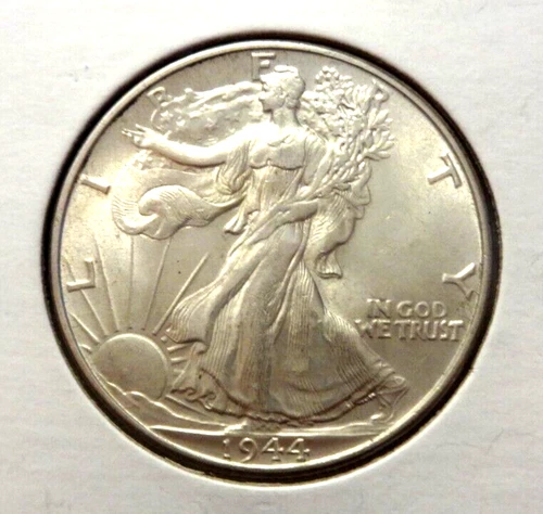 1944-WALKING LIBERTY HALF -FULL SKIRT LINES FULL-BREAST FEATH.-CHOICE HIGHGRADE-