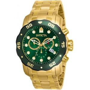 Invicta 80072 Men's Pro Diver Scuba Gold-Tone Green Dial Chronograph Watch