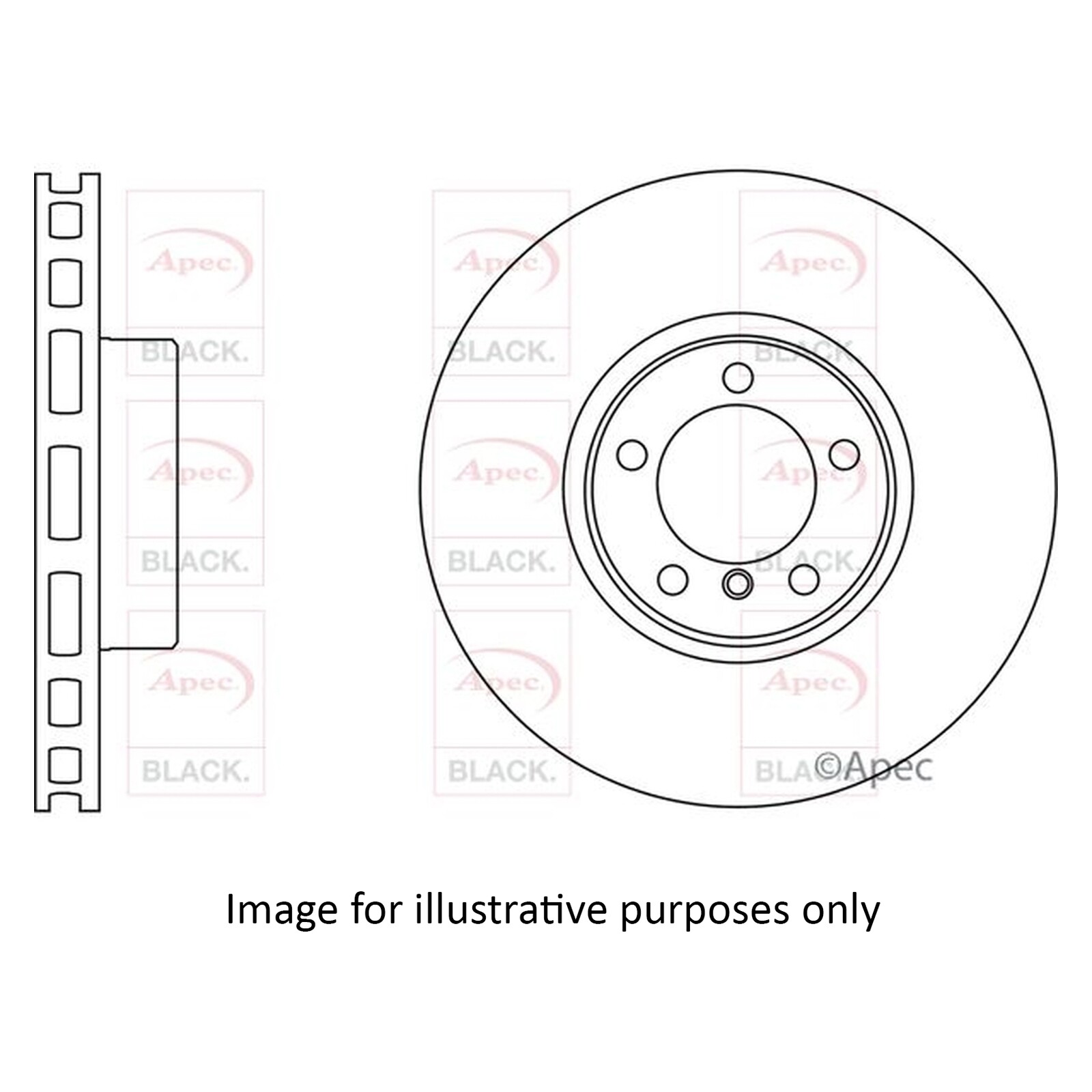 Apec Black Brake Disc Front DSK3237B - Improved longevity and performance
