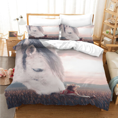 3D Horse Girl Garden Sunlight Quilt Cover Set Bedding Sets Pillowcases 119