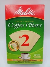 Pack Of 2 Melitta #2 Cone Coffee Filters, Natural Brown, 100 Count Ea 3E