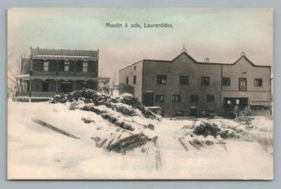 Laurentides Sawmill Moulin A Scie Quebec Antique Hand Colored Lumber 1910s Ebay