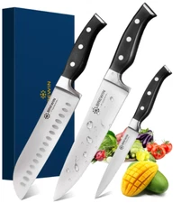 Brewin Professional Kitchen Knives – 3PC Chef Set, High Carbon Steel, Gift Box