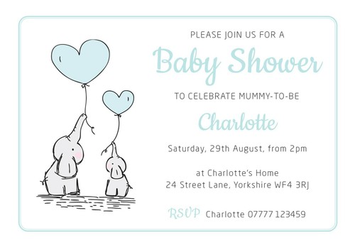 Personalised BABY SHOWER Invites Pink Blue Yellow Pack of 10 with envelopes - Picture 4 of 12