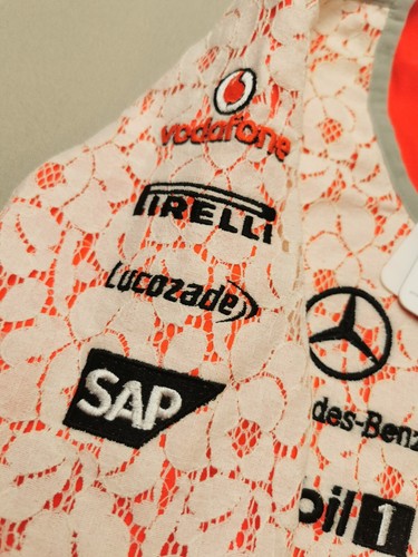 Vodafone McLaren Mercedes F1 Team Womens UK XL Lace Short Sleeve Top (NWT) BOSS - Picture 13 of 19
