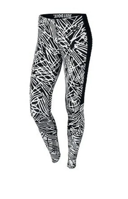Nike Mujer Talla Pequeña S Leg-A-See Leggings Estampados 739967 010 Negro/Blanco Foto 3 de 4