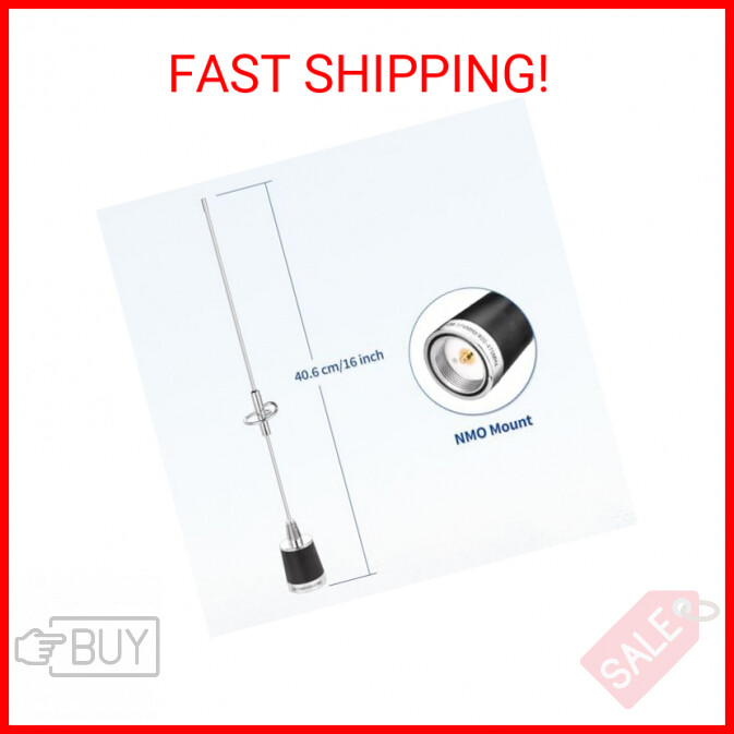 Antenne VHF UHF Bibande 136-174MHz 400-470MHz Fibre De Verre Gain Élevé Base Magnétique 5m Pour Voiture Camion Radio Bidirectionnelle