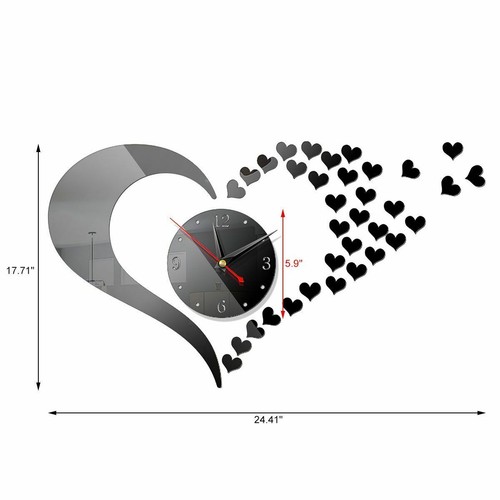 7 Types 3D Mirror Surface Large Wall Clock DIY Sticker Office HomeShop Art Decor - Picture 3 of 32